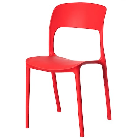 Fabulaxe Modern Plastic Outdoor Dining Chair with Open Curved Back, Red QI004227.RD